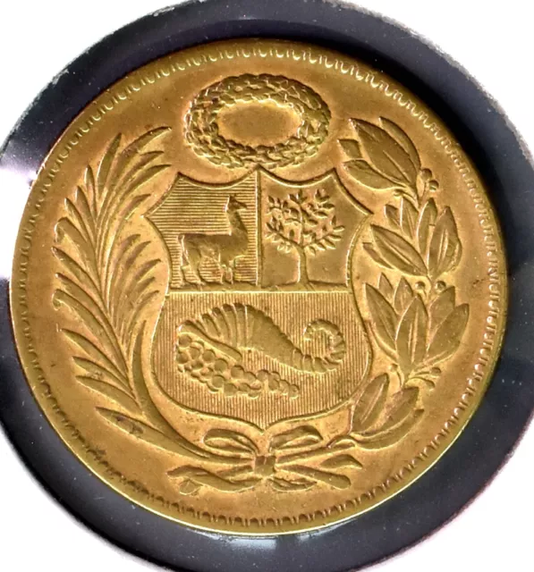 1944 ~ PERU ~ 1 Sol De Oro ~ Brass Vintage Coin ~ *M878