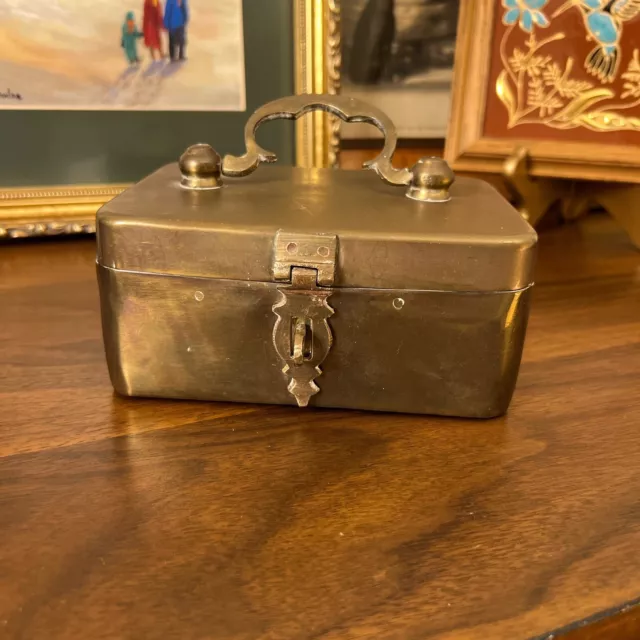 Old Brass Handcrafted Solid Big Jewellery Box , Nice Patina