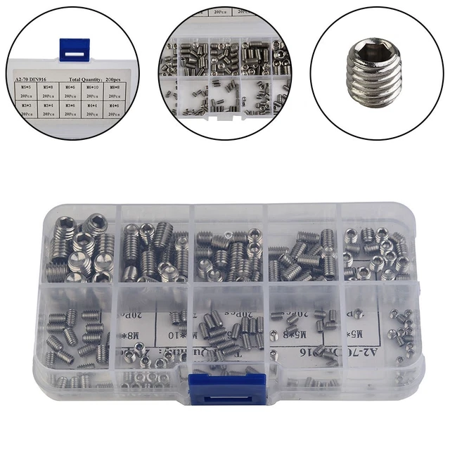 200 pz. chiave esagonale acciaio inox chiave a innesto viti assortimento kit