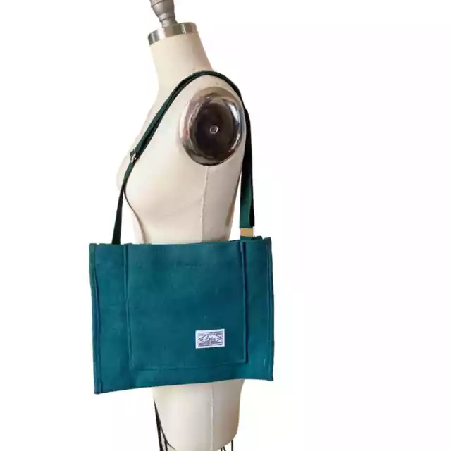 Letu Green Corduroy Tote Bag Adjustable Shoulder Strap Carry Bag