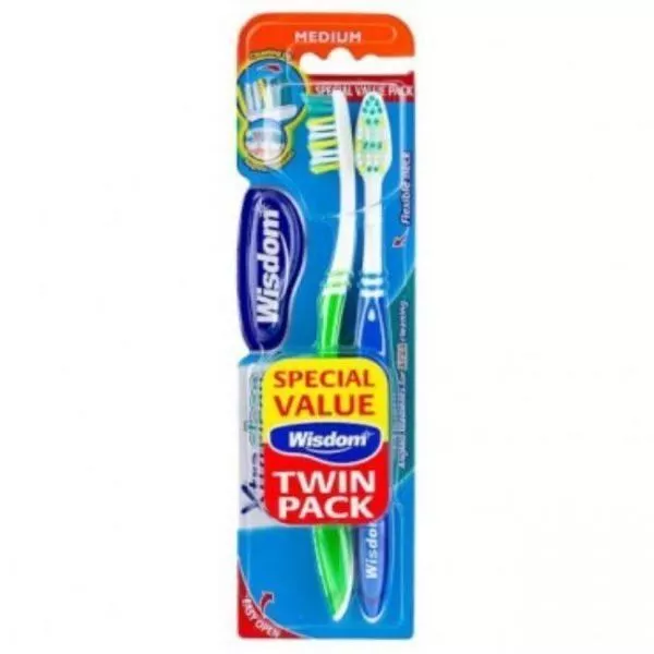 Wisdom Xtra-Clean Toothbrush (Medium) - Twin Pack