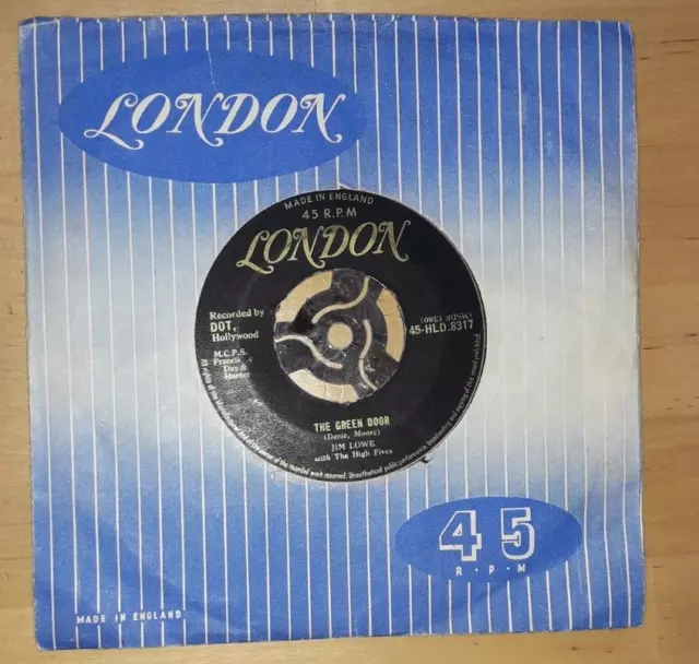 Jim Lowe - Rare Gold "The Green Door" London 8317 Uk Vinyl 7" Rock Tri-Centre