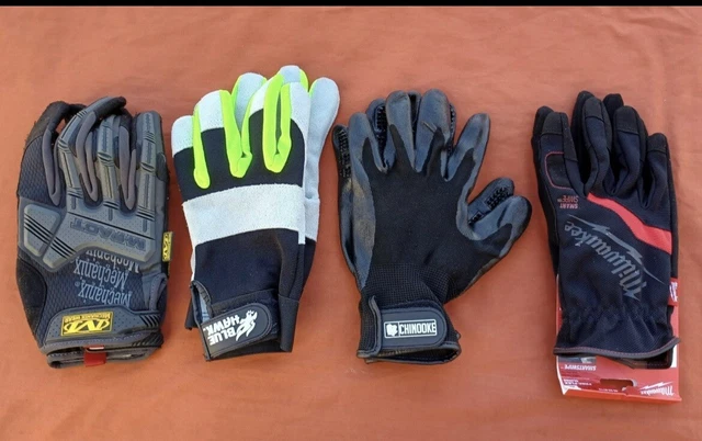 Lot Of 4 Variety Mechanics Gardening Carpenters Working Gloves Size XL New/Used