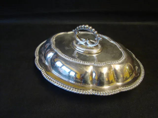 Vintage Silver Plated Lidded Tureen Entree Serving Dish With Removable Handle