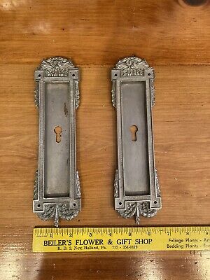 Pair Vintage / Antique Elaborate Door Plates M012 3