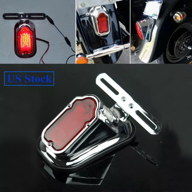 Red Lens Tombstone License Plate Light Taillight For Harley Softail Sportster