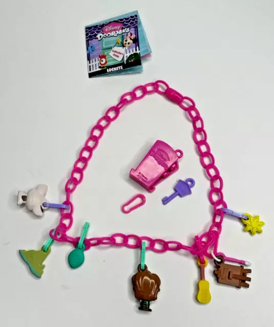 Disney Doorables Locket necklace 8 charms Guitar Pig Boy Easel Sun Mountain Door