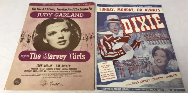 Vintage Sheet Music Judy Garland Bing Crosby 1940s Lot of 2