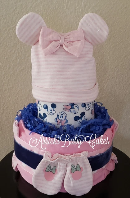 Diaper Cake~Minnie Mouse Baby~Baby Shower~Baby Girl~Disney Hat~Free Shipping