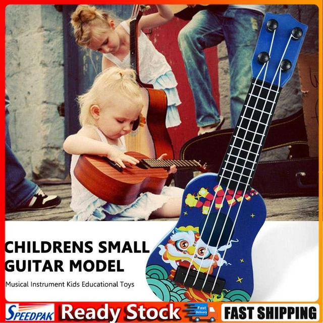 4 String Mini Guitar Musical Instruments Child Education Toy (E Blue Lion)