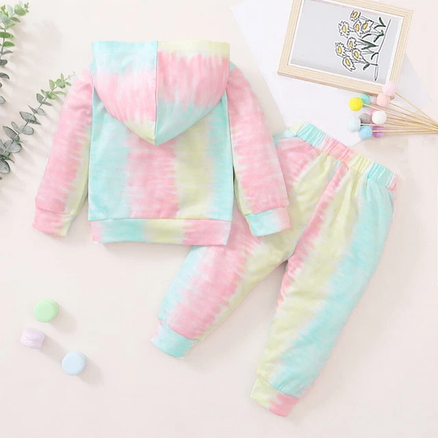 Abiti tie tintura neonata felpa con cappuccio pantaloni tuta vestiti 4