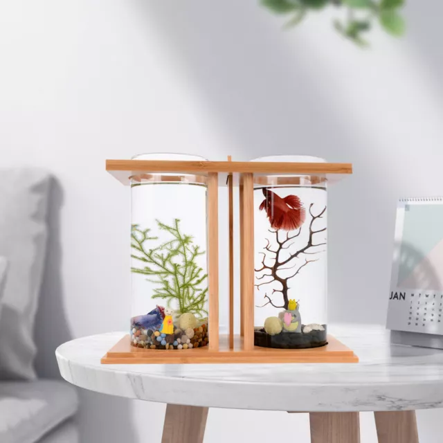 Ecology Mini Fish Tank Glass Goldfish Betta Aquarium Office Living Room Decorate 3
