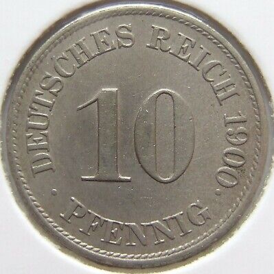 Pièce de Monnaie Reich Allemand Empire 10 Pfennig 1900 J En Extremely fine