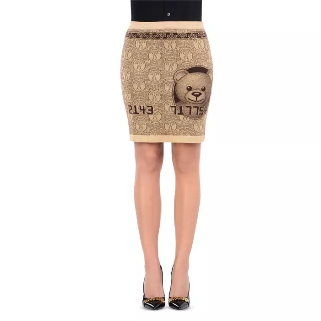 MOSCHINO COUTURE Jeremy Scott Teddy Bear Gold Credit Card SKIRT Ready To Bear
