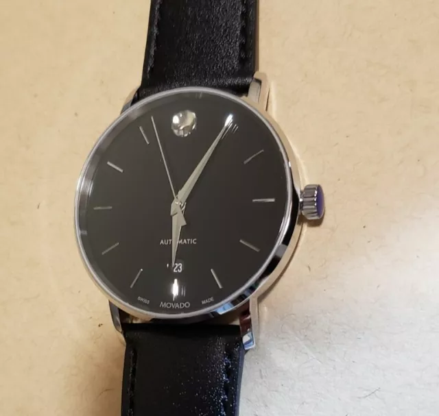 Movado Museum Classic Automatic Watch With 40Mm Black Face & Black Leather Band