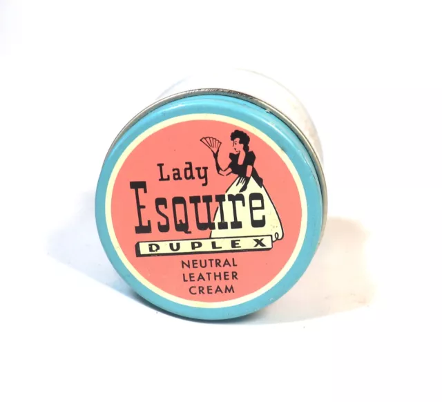 Vintage Lady Esquire Duplex Neutral Leather Cream Milk Glass Jar About Half Full