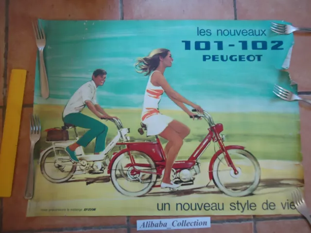 Affiche ancienne publicité facicule peugeot 1955 motos velomoteur 125 cm3 55 tc