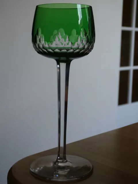 1 ANCIEN VERRE A VIN DU RHIN ROEMER CRISTAL BACCARAT RICHELIEU VERT ht 19,5 cm