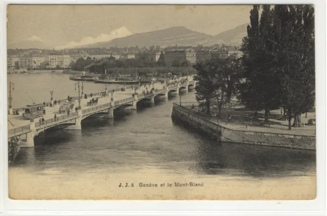 AK Geneve, Genf, et le Mont Blanc, Brücke, 1906