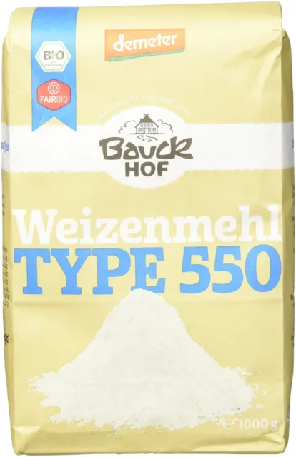 Farina di grano tipo 550 Bauckhof Demeter farina ingrediente da forno chiaro 7 x 1 kg NUOVO MHD 6/24