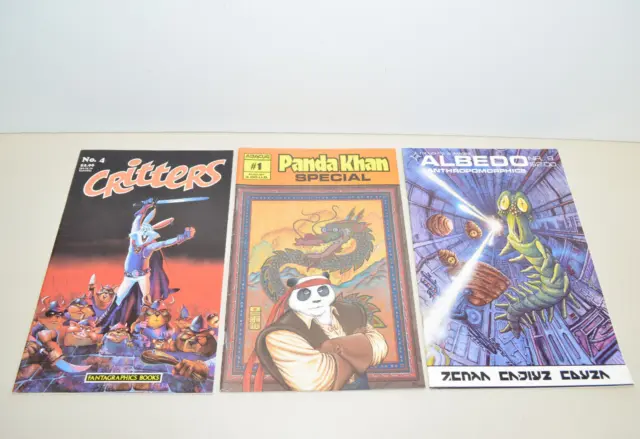 Vintage Comic Book Lot ALBEDO ANTHROPOMORPHICS CRITTERS PANDA KHAN Fantagraphics