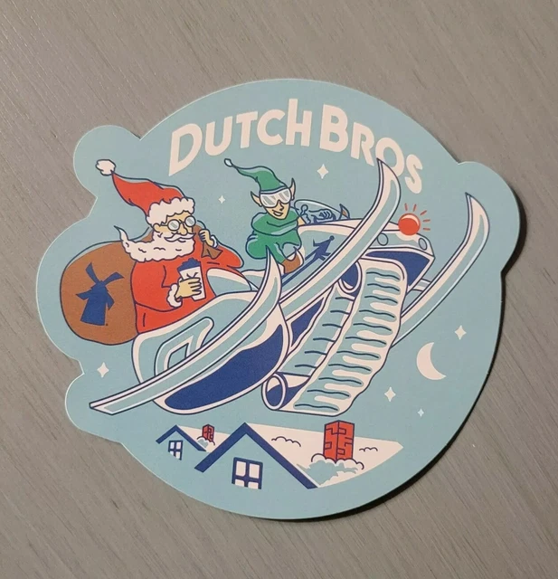 DUTCH BROS STICKER Christmas Santa Sleigh December 6.00 PicClick