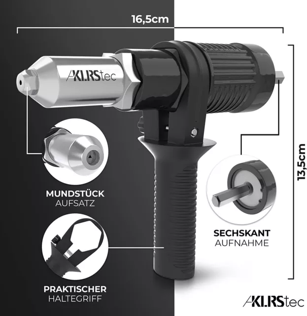 B-Ware - KLRStec® Nietaufsatz für Akkuschrauber - PROFESSIONAL Blindnietadapter 3