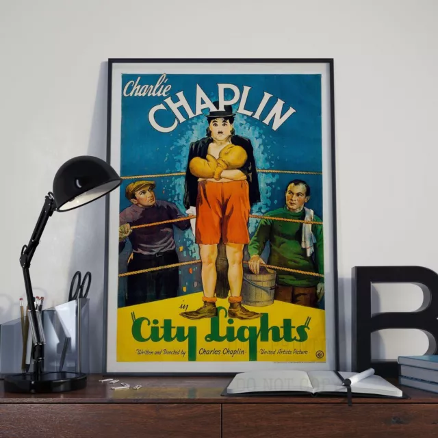 Vintage Charlie Chaplin City Lights #1 Movie Film Poster Print Picture A3 A4