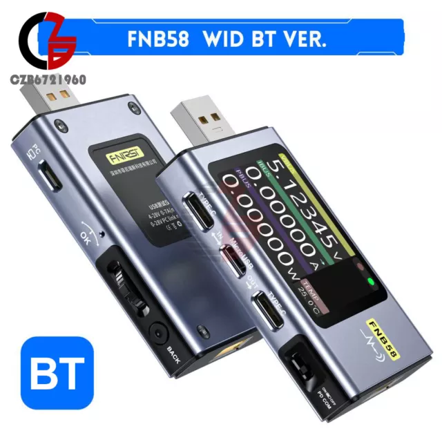 FNIRSI FNB58 USB Voltage Current Meter Voltmeter Ammeter Type C QC Charge Test