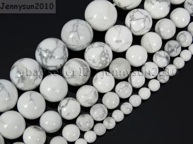 Pierre précieuse blanche naturelle perles rondes 15,5'' 2 mm 3 mm 4 mm 6 mm 8 mm 10 mm 12 mm