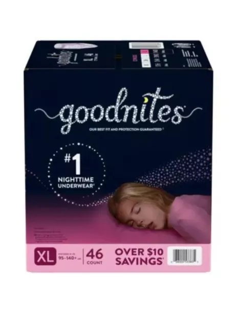 GOODNITES GIRLS XL Bedtime Underwear - 46 Ct.( 95 -140+ Lbs.) $59.99 -  PicClick