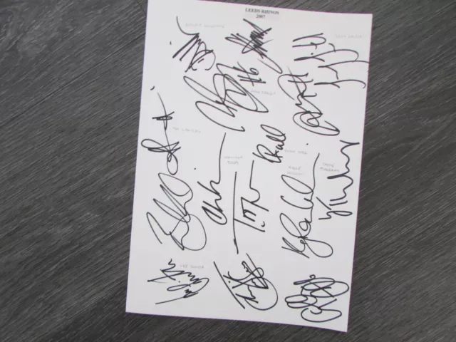 Leeds Rhinos 2007 Rugby League Team Original Hand Signed by Some of Squad Sheet