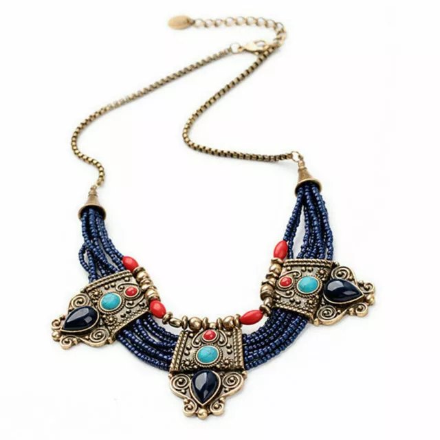 Retro Turquoise Coral Blue Bead Tibetan Necklace Lapis Stone Unique HOT