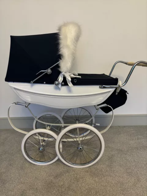 Silver Cross navy & white oberon dolls pram