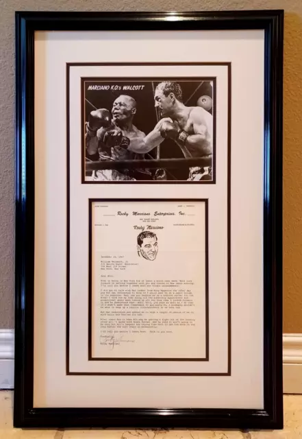 Rocky Marciano Typed Letter Signed on Personal Letterhead Custom Framed with COA