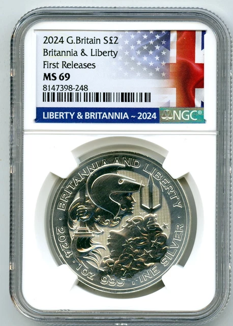 NGC MS69 2024 1/10オンス .999シルバー ブリタニア（British