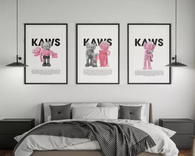 Set of 3 KAWS Figure Hypebeast | Complex Digital Wall Art Poster Home Decor Gift