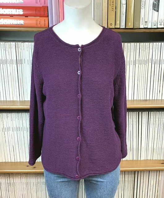 Eileen Fisher Damen S 10 Cardigan Pullover Baumwolle Strick 3/4 Ärmel Knopfleiste