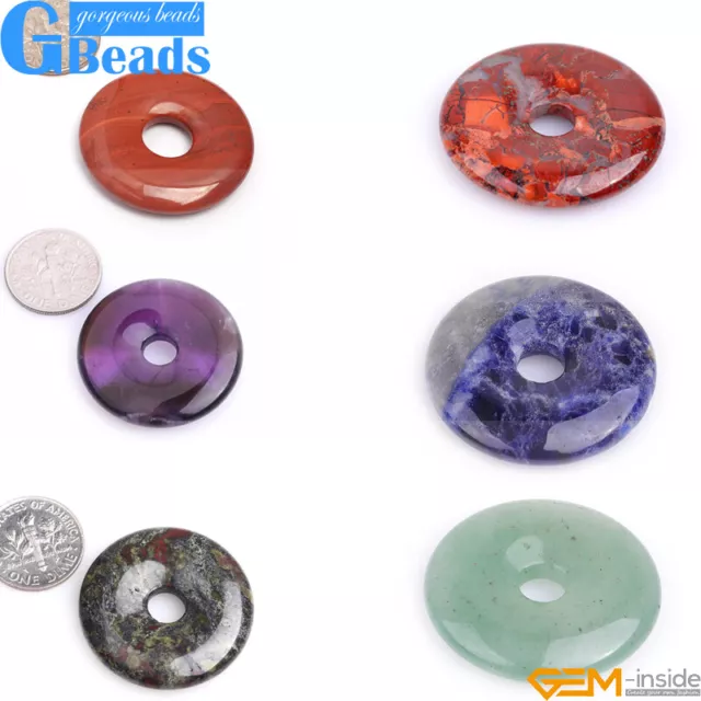 Donut Pendant Bead Natural Assorted Stones Buckle Free Shipping 1 Piece 30mm