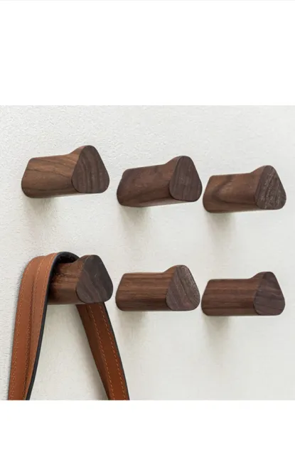 Wood Wall Hooks 6 Pack Natural Wooden Coat Hanger Wall Mounted Handmade Decorat
