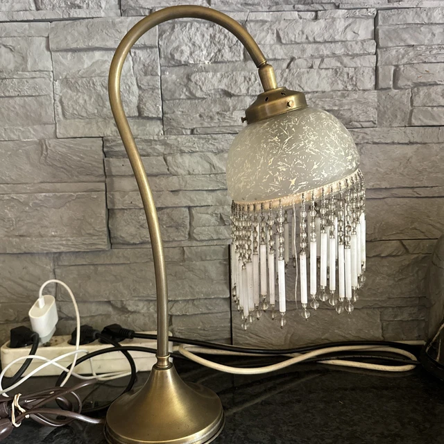 Lampe De Table Laiton Abat-jour Coquille – Pièce Unique Italienne – Arterameferro
