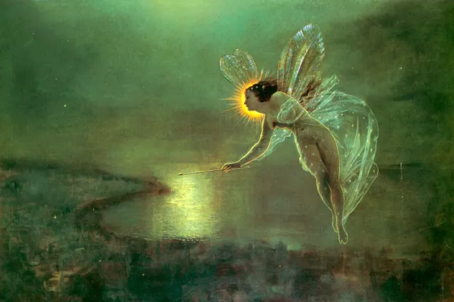 Spirit of the Night, J A Grimshaw, 16" X 24" Pre Raphaelite, giclee print, Fairy