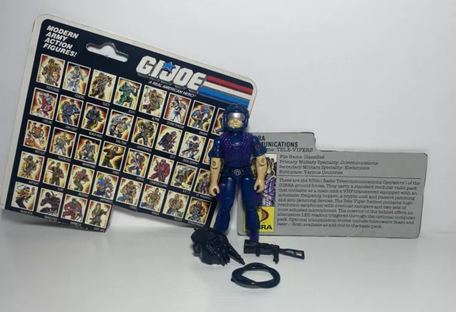 1985 Figura vintage GI Joe ARAH Cobra Tele Vipers v1 y tarjeta completa 221 H2