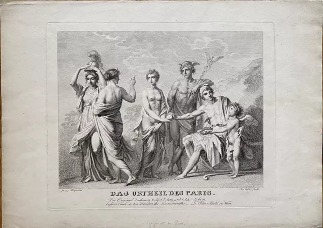 Das Urtheil des Paris Le Jugement de Paris - Heinrich Füger - Gravure début XIXe