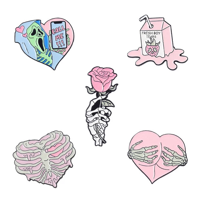 Lot De 4 Broches Tête De Mort Gothique - En Alliage, Style Punk, Pour Vestes, Cols Ou Accessoires Halloween