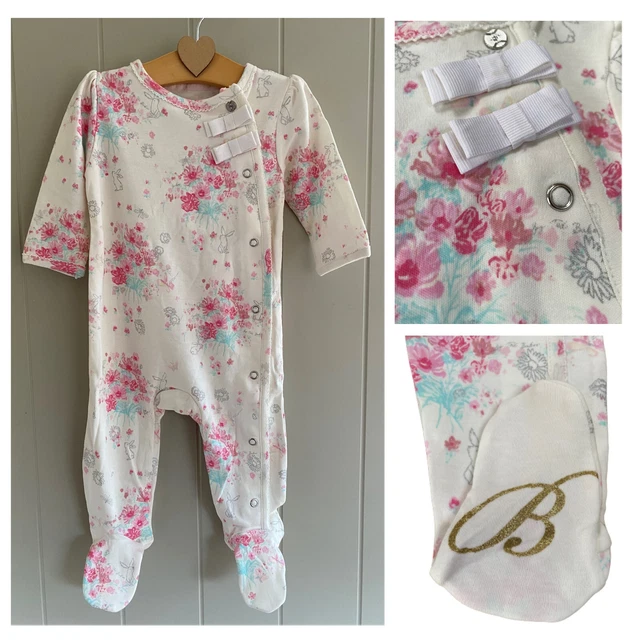 Tuta da pelo per bambine Ted Baker floreale rosa fiocco di coniglio con pagliaccio senza piedi crescita bambino