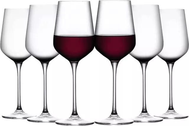 Wine Glasses Set of 6 400Ml Lead-Free Crystal Clear Red White Wine Glasses Suita