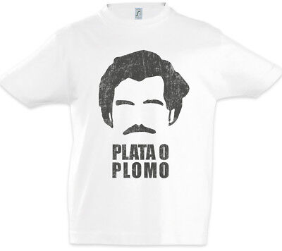 Plata O Plomo Kids Boys T-Shirt Pablo Fun Narcos Quote Escobar Portrait