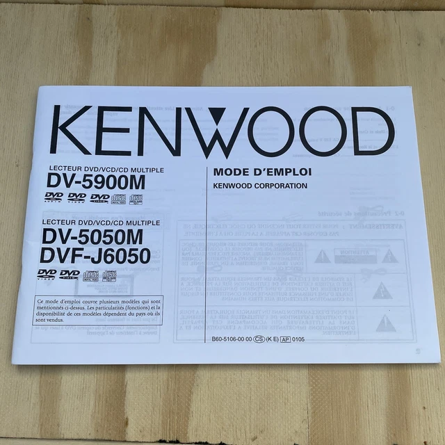 Kenwood Sovereign DV-5900M DV-5050M DVF-J6050 DVD/CD Manual - French Language