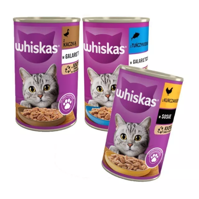 WHISKAS ALIMENT HUMIDE ADULTE POUR CHATS EN 3 SAVEURS, 48 x 400 g